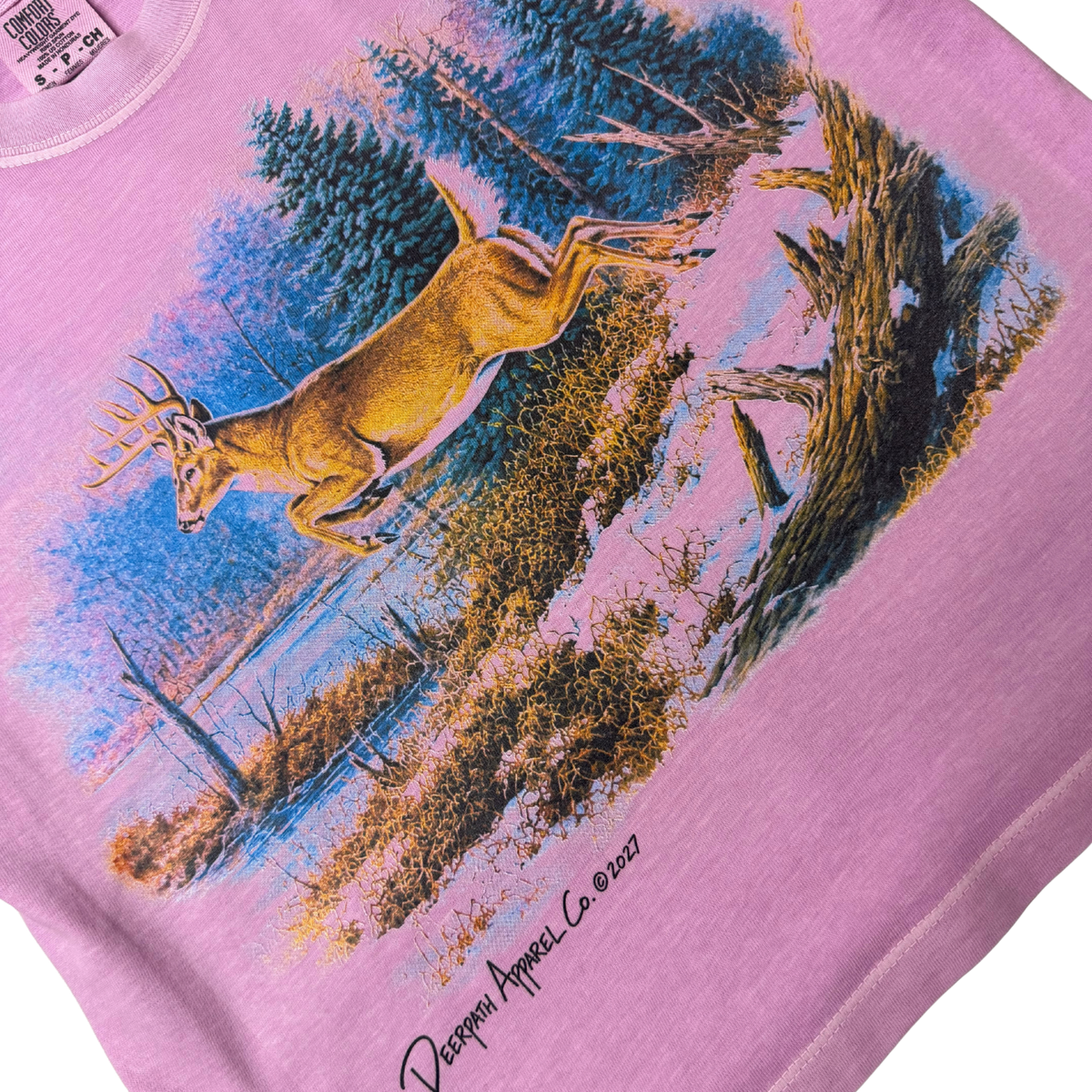 BOUNDING BUCK BOXY CROP TEE (WOMENS) — WILD ROSE
