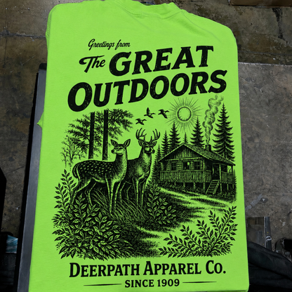 GREAT OUTDOORS TEE — FIREFLY LIME