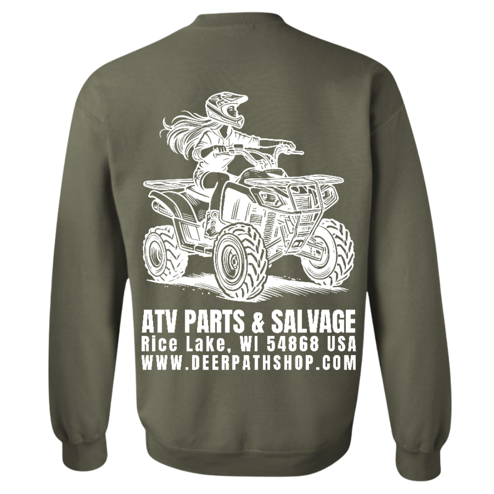 DEERPATH RACING: ATV SALVAGE CREWNECK — MUD RUNNER GREEN (72 HOUR BLACK FRIDAY EXCLUSIVE)