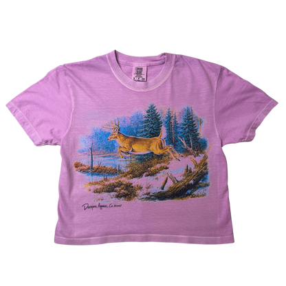 BOUNDING BUCK BOXY CROP TEE (WOMENS) — WILD ROSE