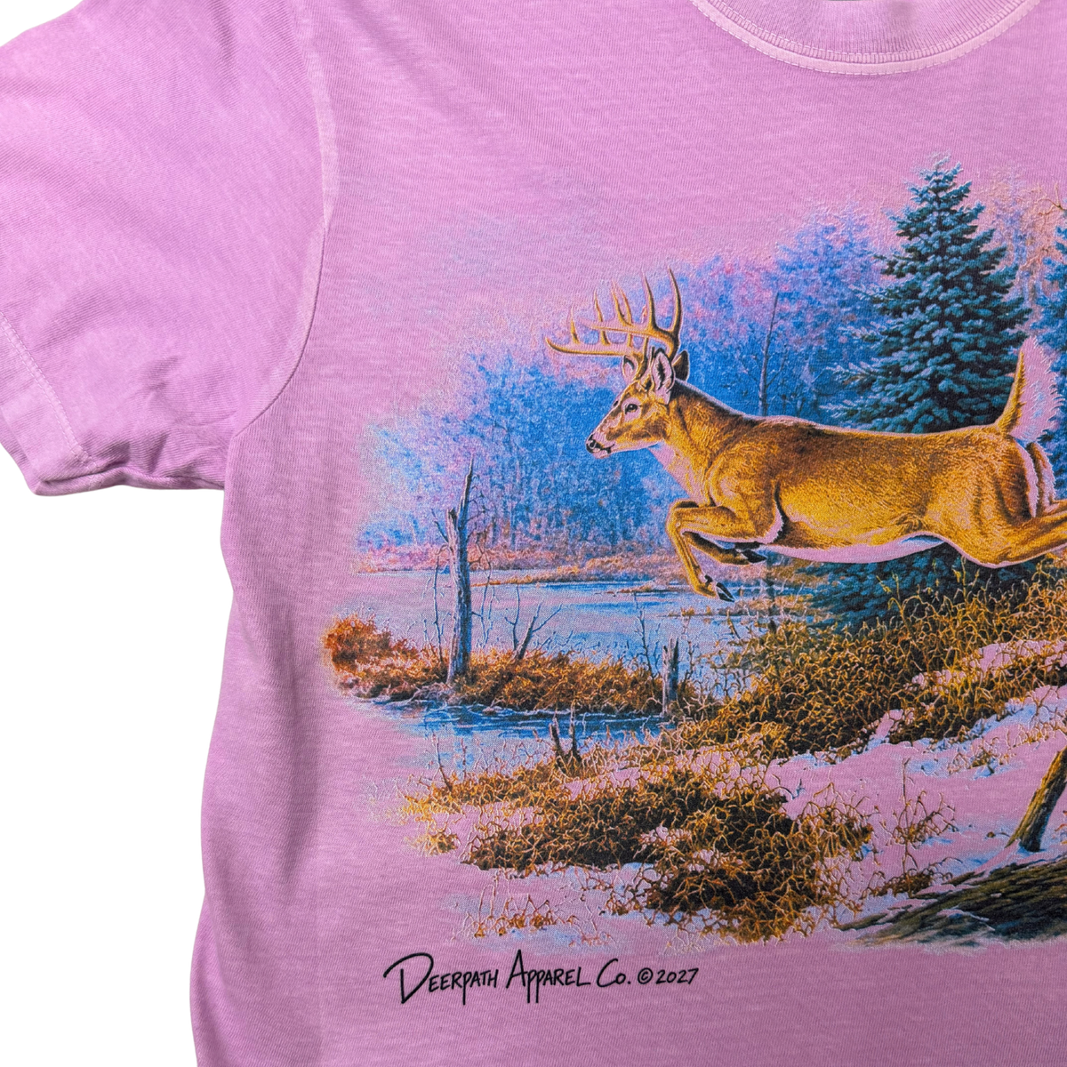BOUNDING BUCK BOXY CROP TEE (WOMENS) — WILD ROSE
