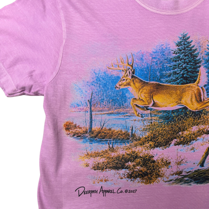 BOUNDING BUCK BOXY CROP TEE (WOMENS) — WILD ROSE