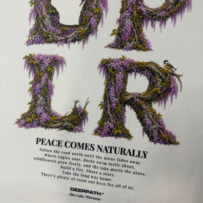 PEACE COMES NATURALLY BOXY CROP TEE (WOMENS) — IVORY