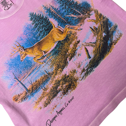 BOUNDING BUCK BOXY CROP TEE (WOMENS) — WILD ROSE
