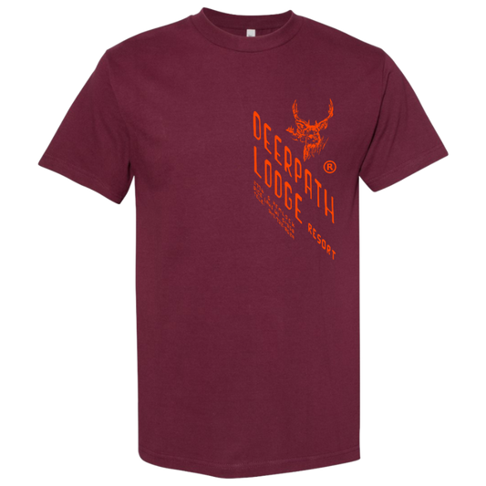 THE LODGE ORIGINAL TEE — OXBLOOD/ FOXFIRE