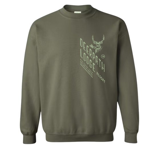 THE LODGE ORIGINAL CREWNECK SWEATER — TRAILHEAD OLIVE