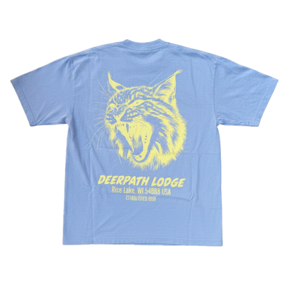 BOBCAT TEE – BALSAM BLUE/ PALE LIME