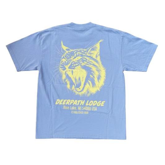 BOBCAT TEE – BALSAM BLUE/ PALE LIME