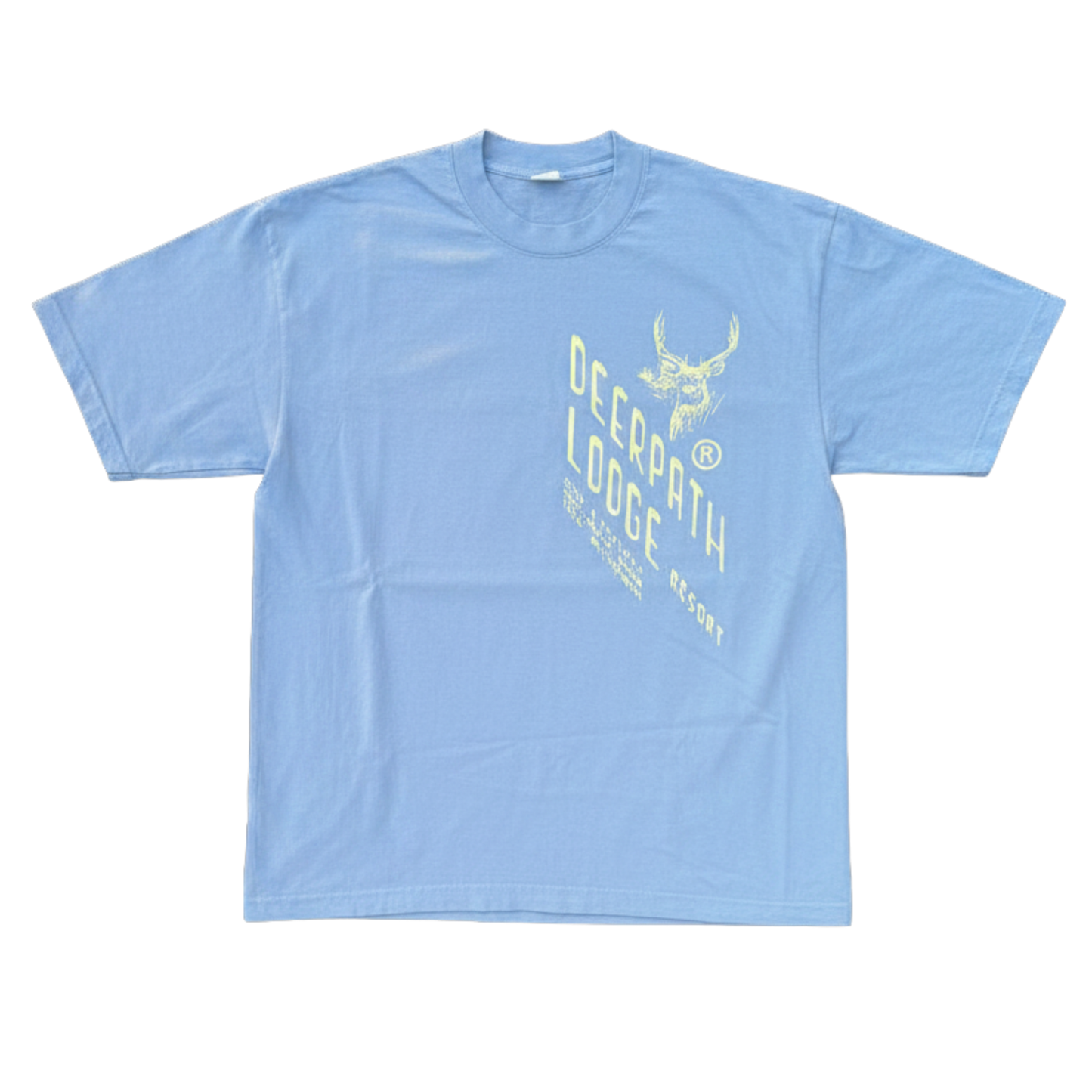 BOBCAT TEE – BALSAM BLUE/ PALE LIME