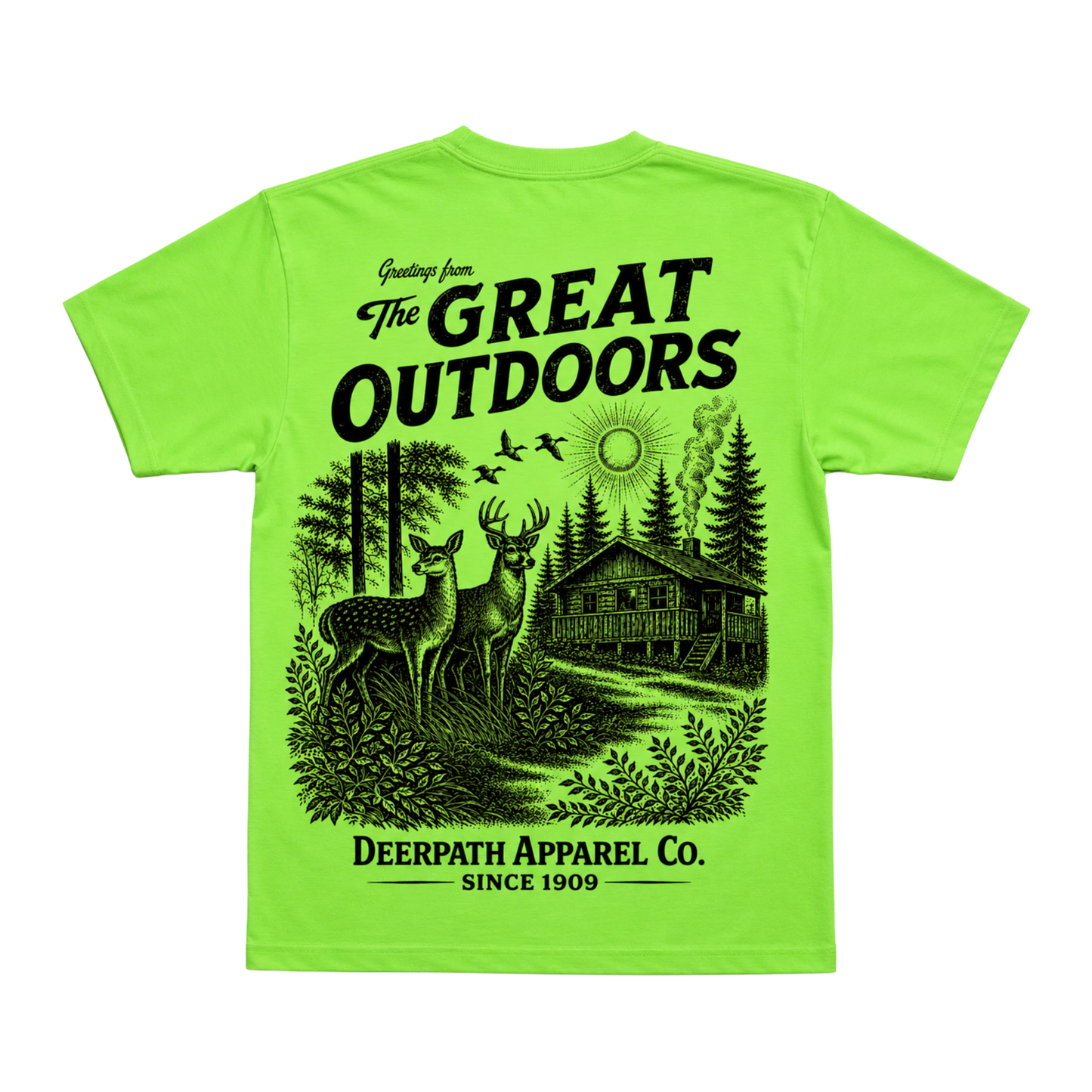 GREAT OUTDOORS TEE — FIREFLY LIME