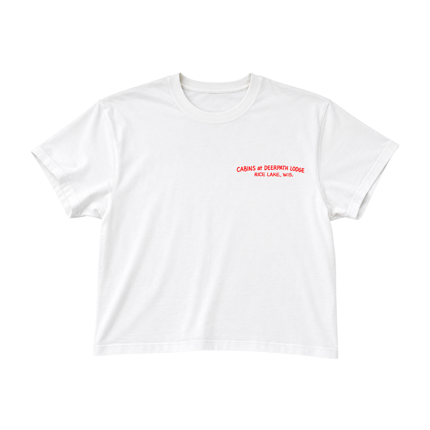 GREAT OUTDOORS WOMEN’S BOXY CROP TEE — WHITE / CABIN RED