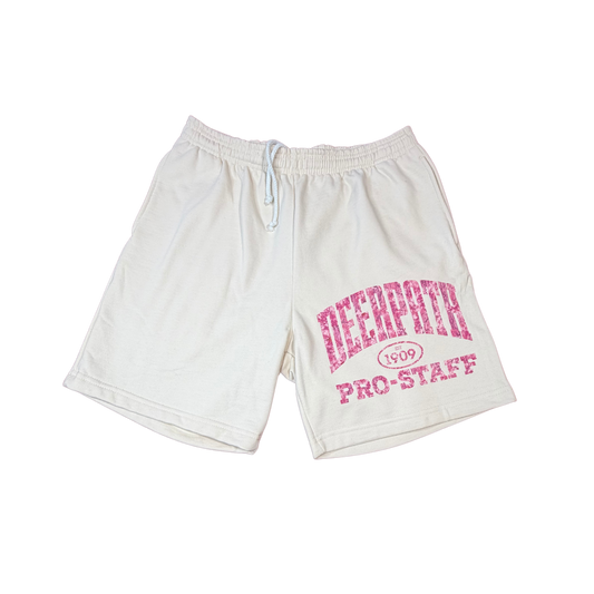 PRO-STAFF PINK CAMO SWEAT SHORTS — HERITAGE CREAM